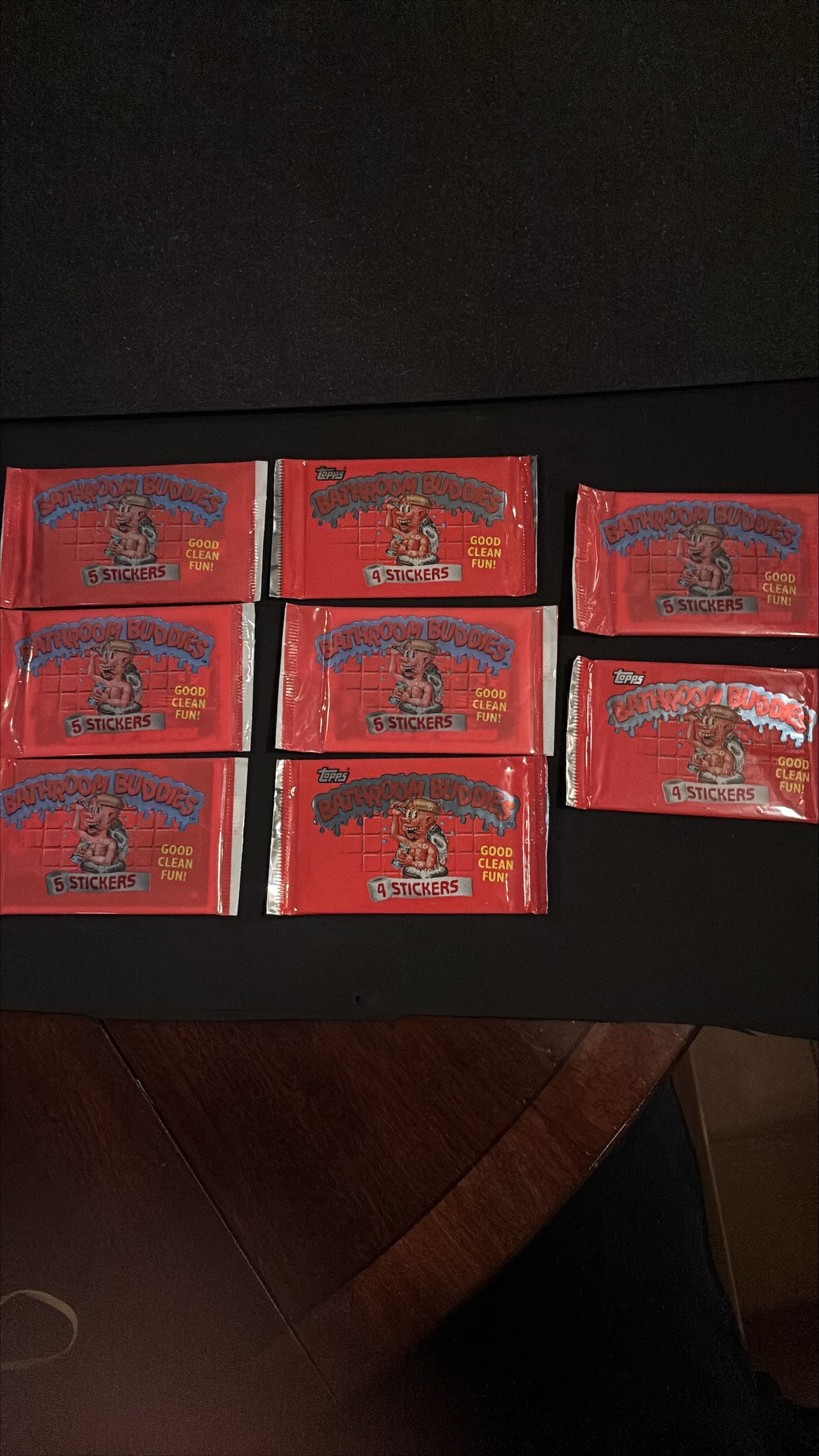 Topps "Bathroom Buddies" Sticker Packs + Red Wax Packs (8-Pack Bundle) (1 of 2)
