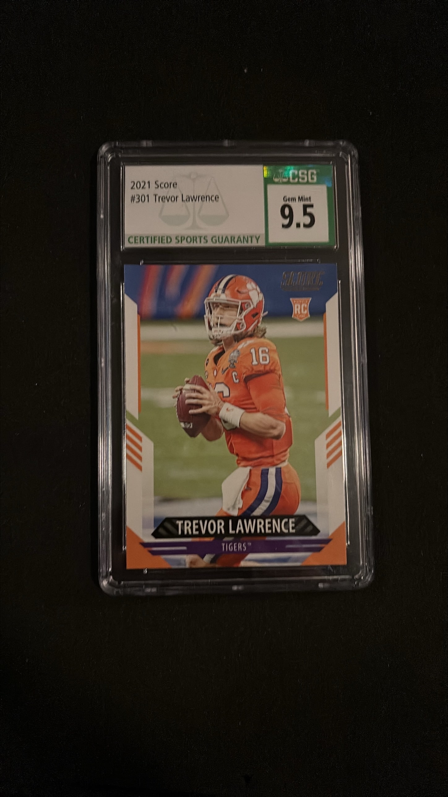 2021 Score Trevor Lawrence Rookie #301 – CSG Gem Mint 9.5 (1 of 2)