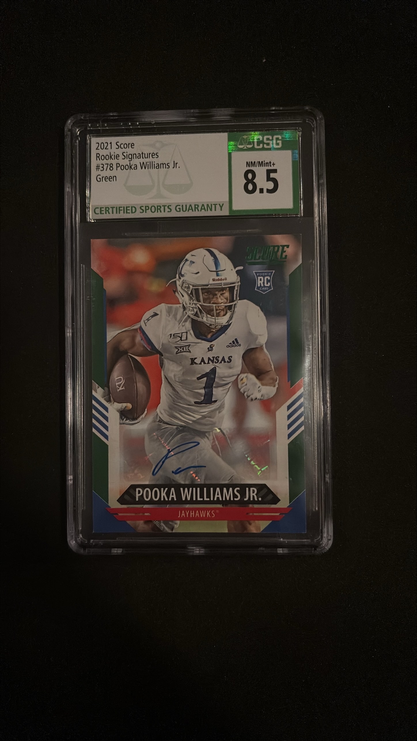 2021 Score Rookie Signatures Green Pooka Williams Jr. Auto #378 – CSG 8.5 / Auto 10 (1 of 2)