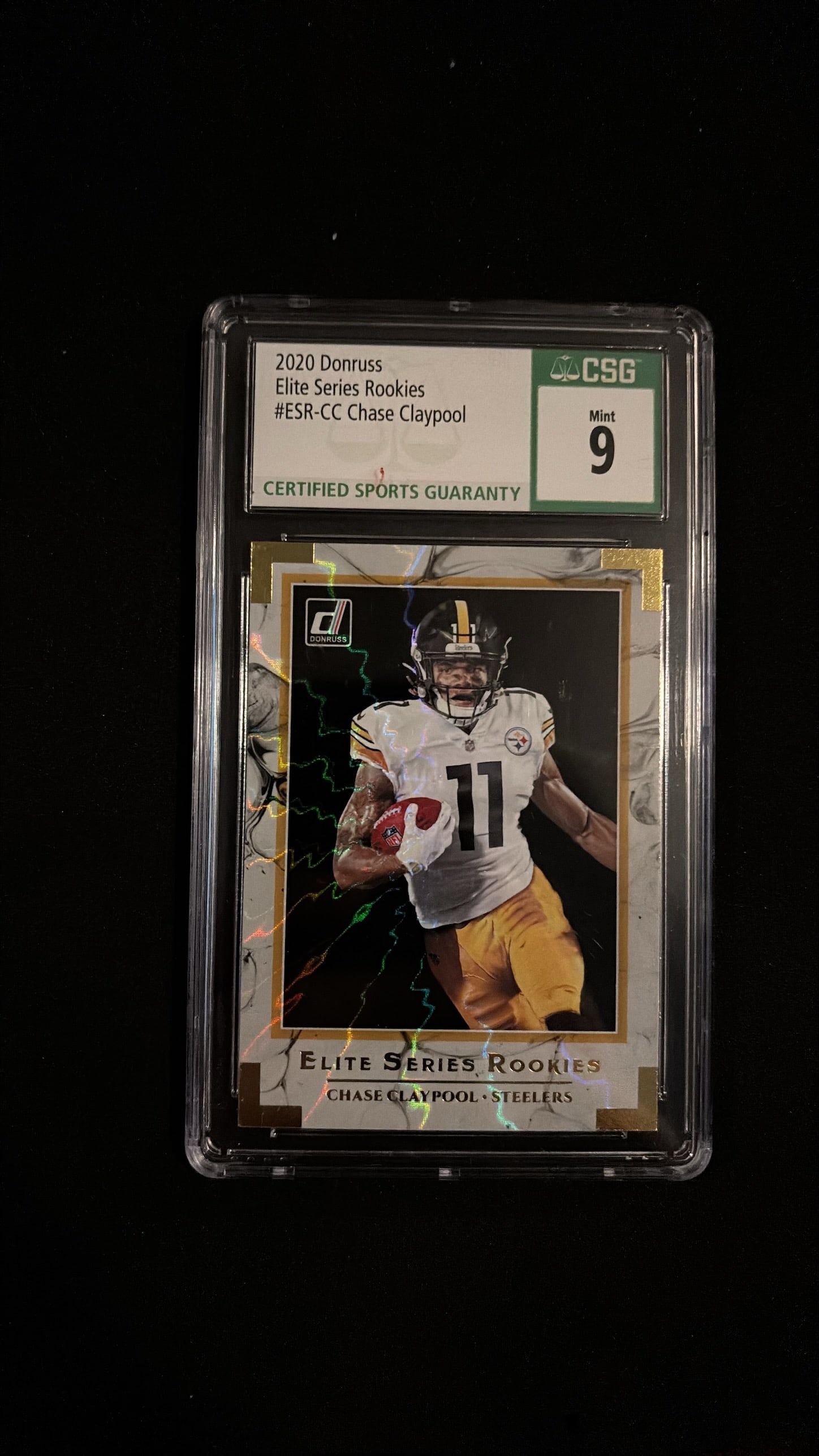 2020 Donruss Elite Series Rookies Chase Claypool #ESR-CC (CSG Mint 9) (1 of 2)