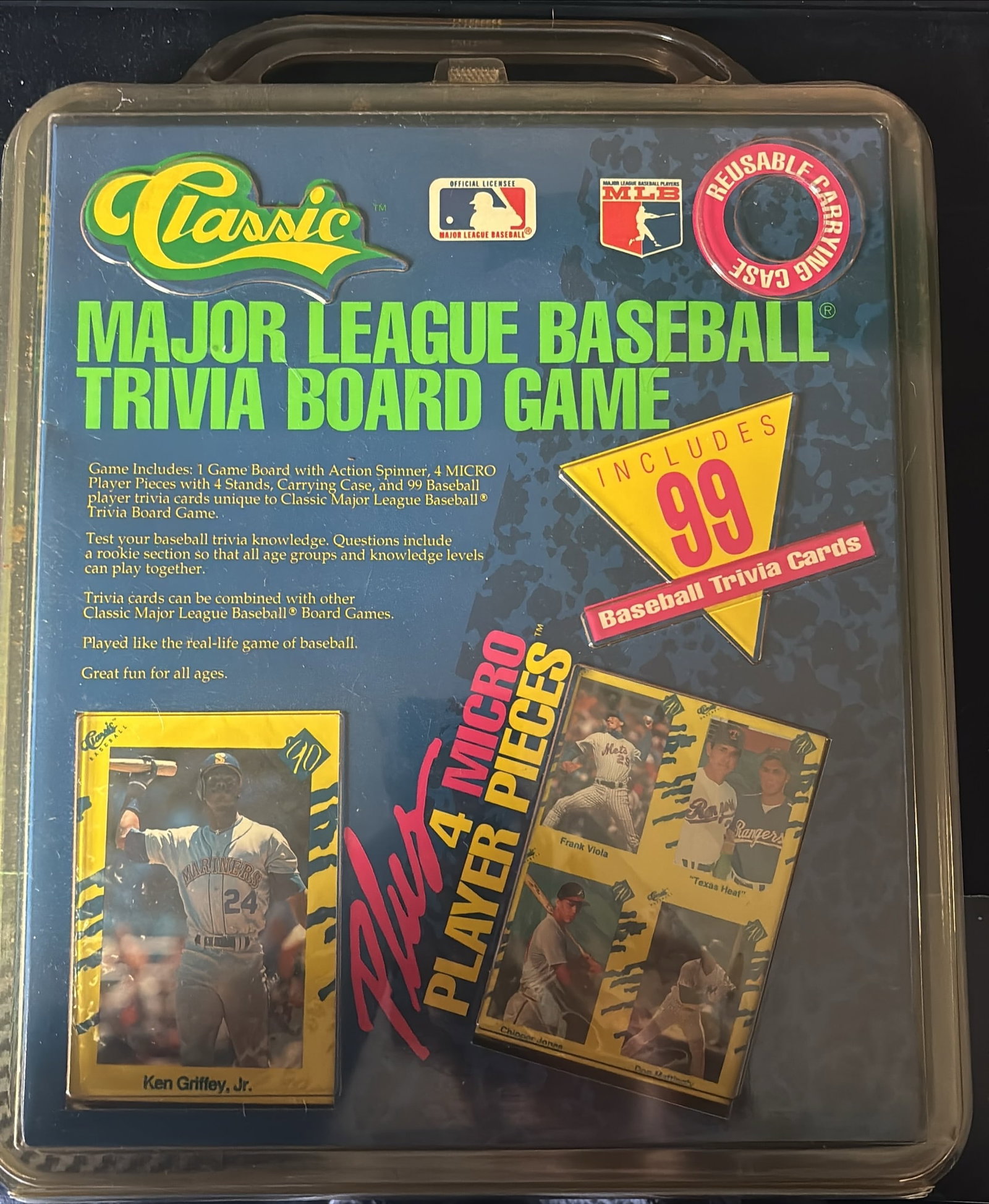 1990 Classic MLB Trivia Board Game (Reusable Carrying Case) — Includes 99 Trivia Cards + Spinner & (1 of 2)