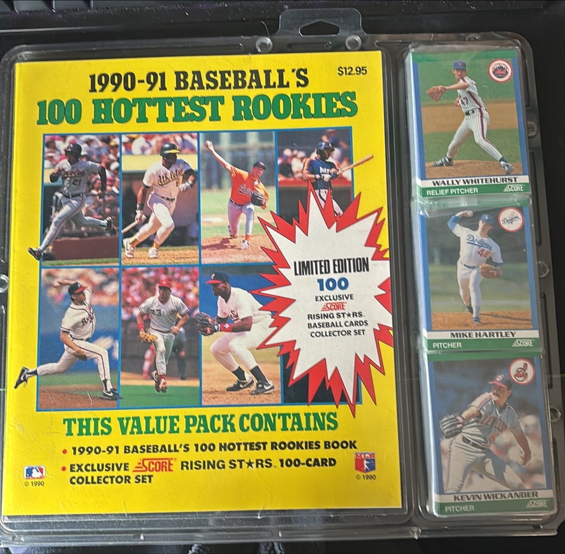 1990–91 Baseball’s 100 Hottest Rookies Value Pack — Book + 100-Card Score Rising Stars Set (1 of 2)