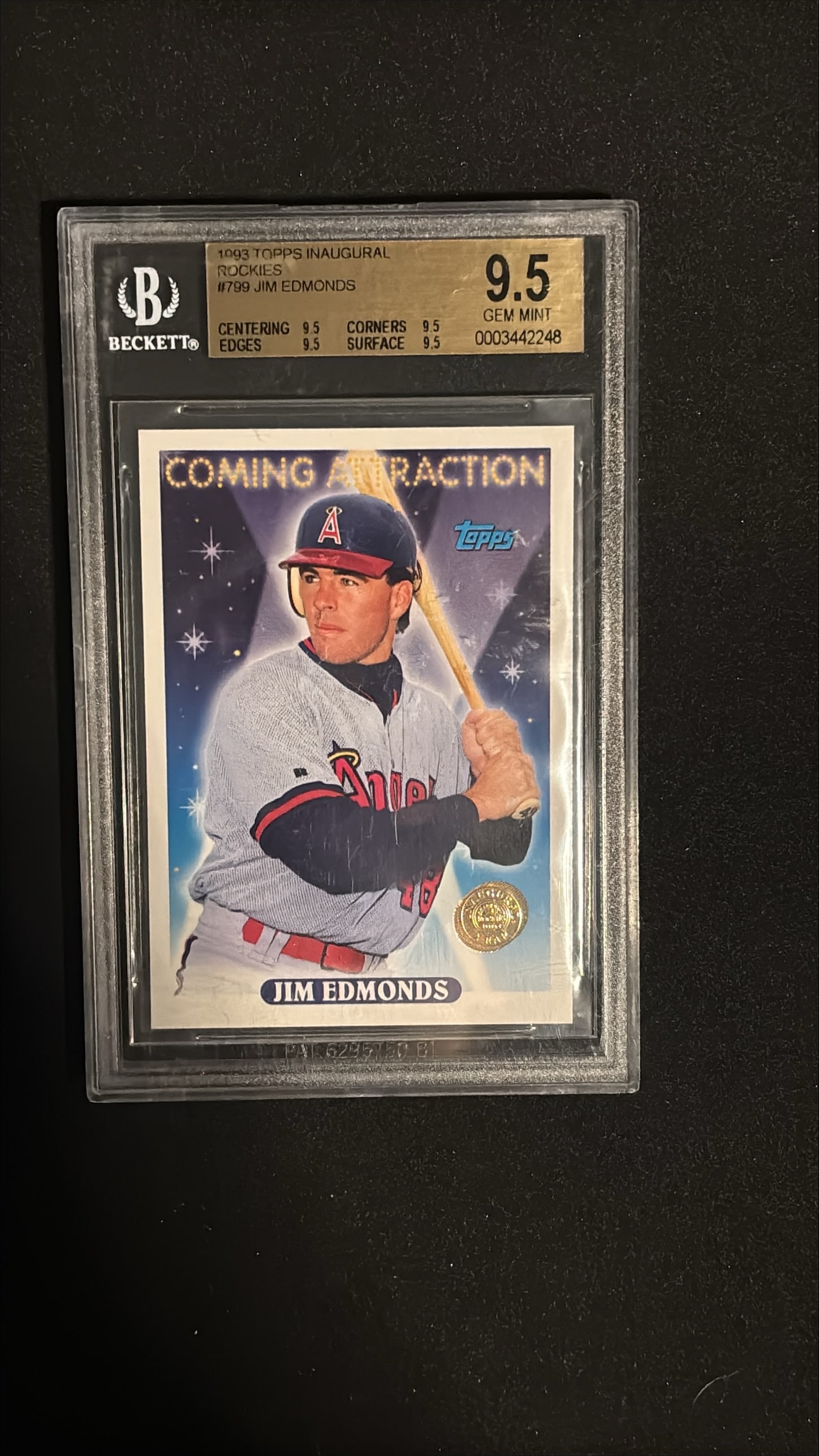 1993 Topps Inaugural Rookies #799 Jim Edmonds BGS 9.5 GEM MINT (1 of 2)
