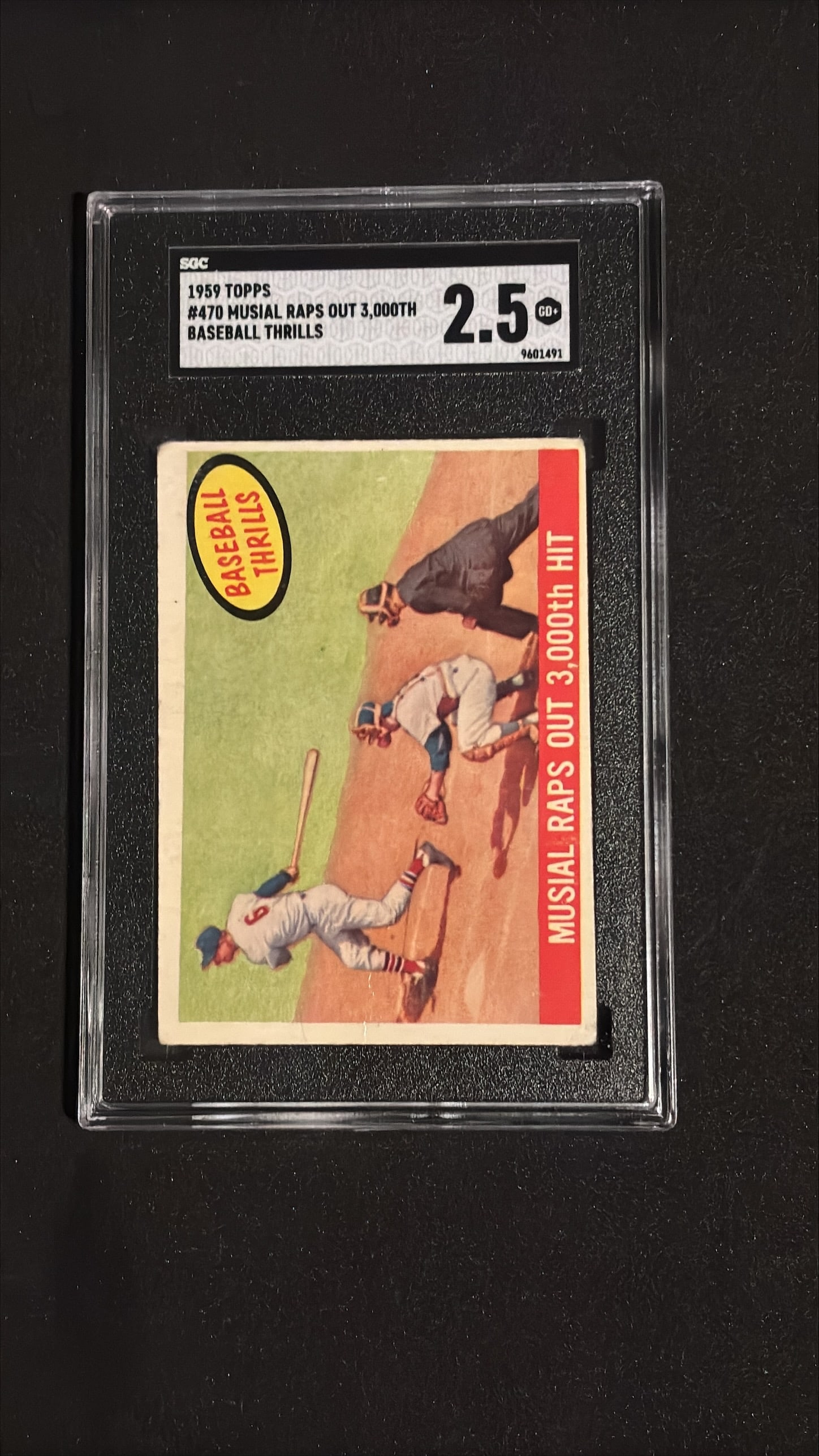 1959 Topps #470 Stan Musial Raps Out 3,000th Hit SGC 2.5 GOOD+ (1 of 2)