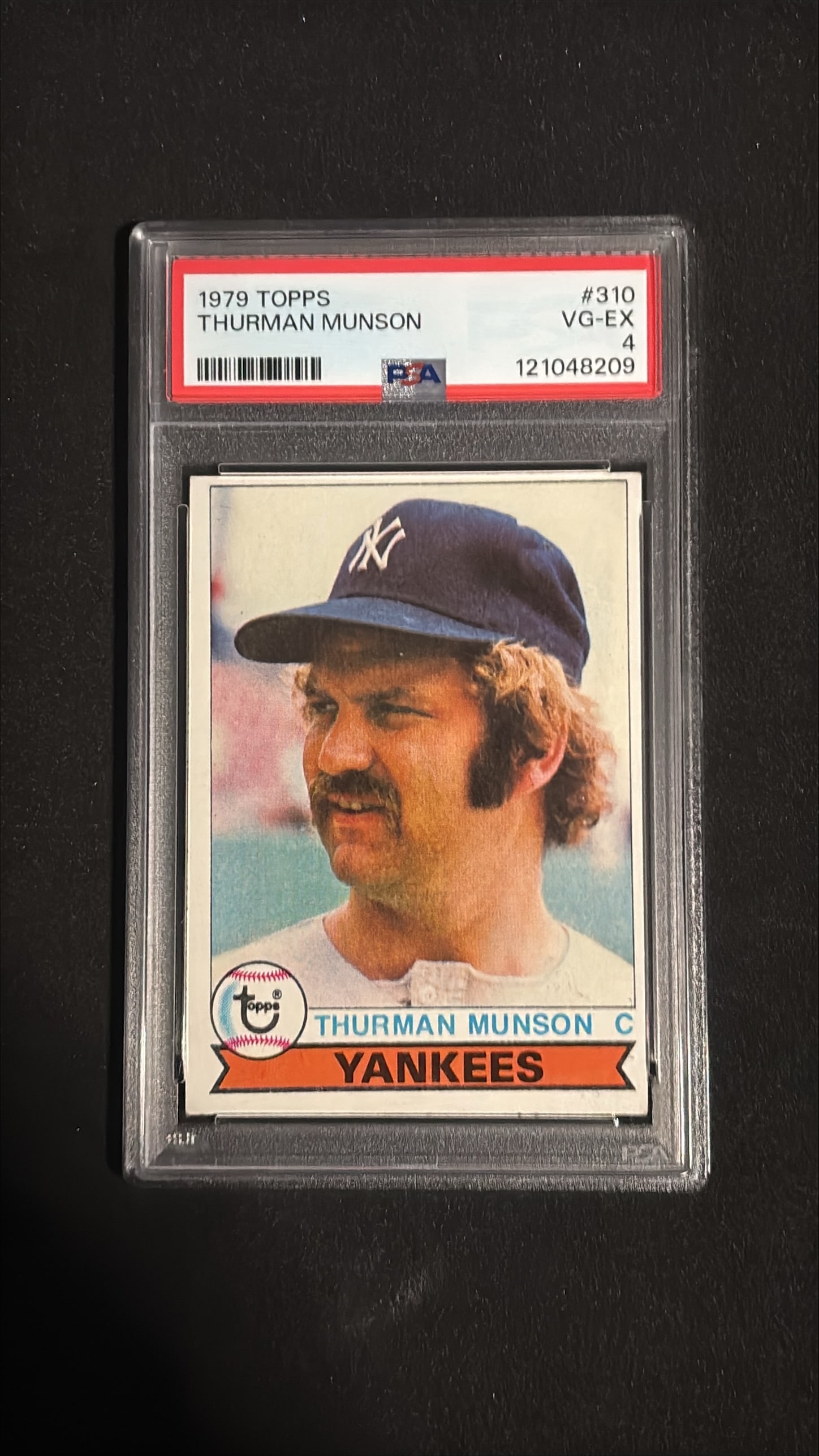 1979 Topps #310 Thurman Munson PSA 4: 1979 Topps #310 Thurman Munson graded PSA 4 (VG-EX - Very Good to Excellent). New York Yankees catcher. Thurman Munson is one of the greatest catchers and most beloved Yankees in franchise history. Ha