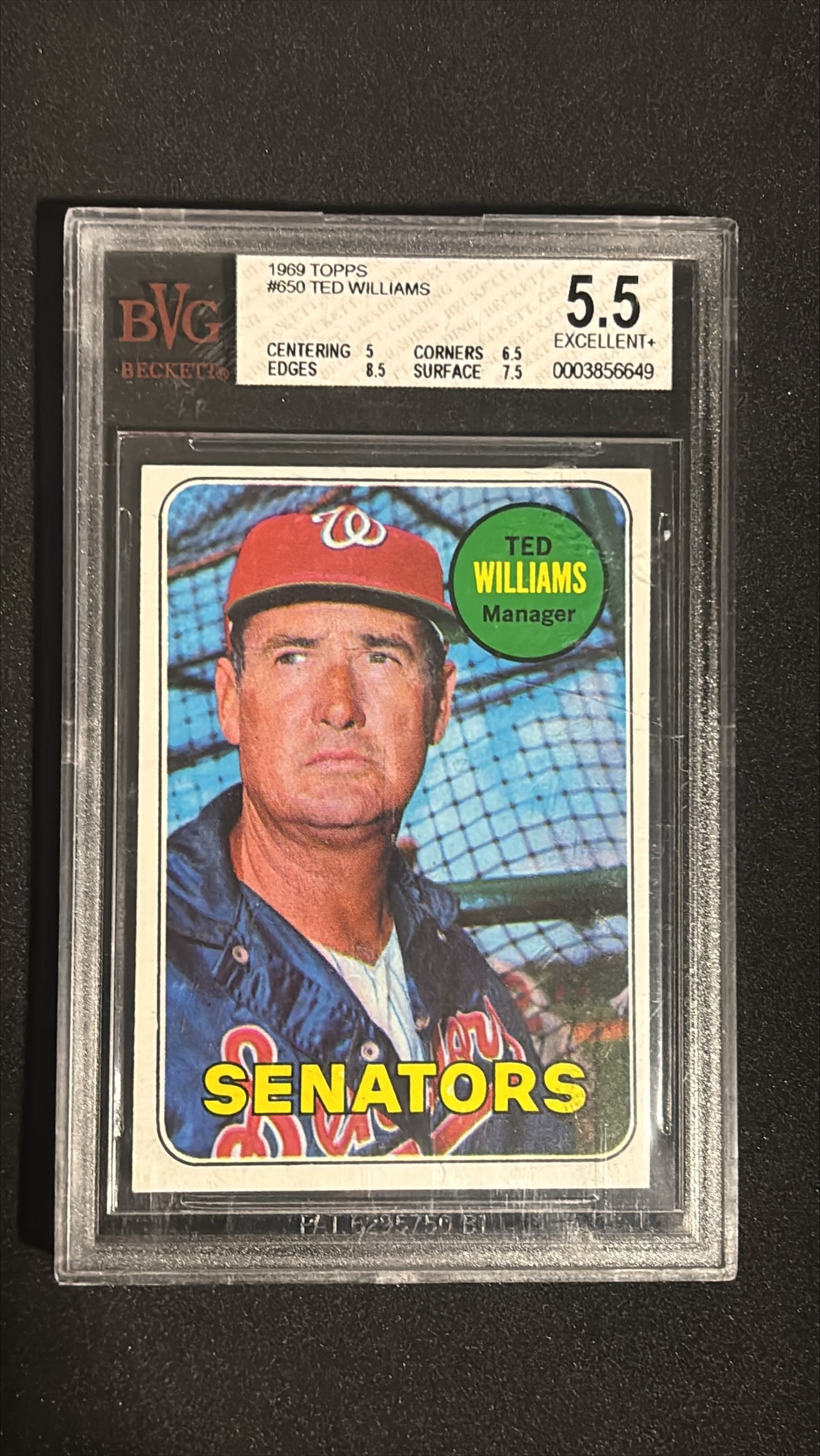 1969 Topps #650 Ted Williams BVG 5.5 EX+ - Washington Senators Manager (1 of 2)