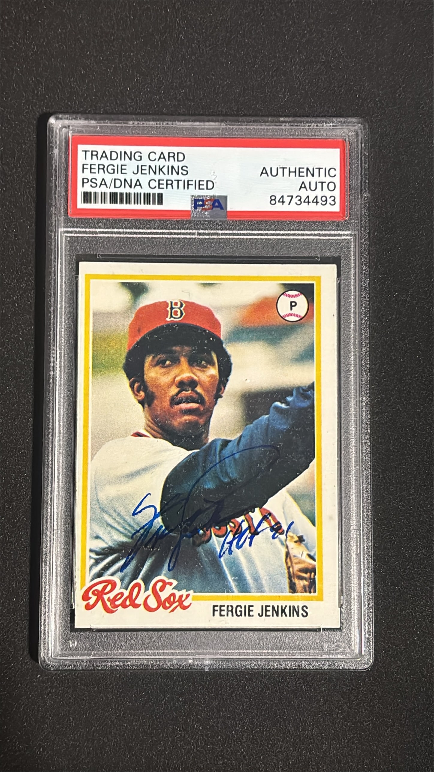 1982 Topps #720 Fergie Jenkins Signed Autograph PSA/DNA - Red Sox: 1982 Topps #720 Fergie Jenkins signed card authenticated PSA/DNA. Hall of Famer pitcher, 7x All-Star, 1971 Cy Young Award winner, Cubs legend, 284 career wins.