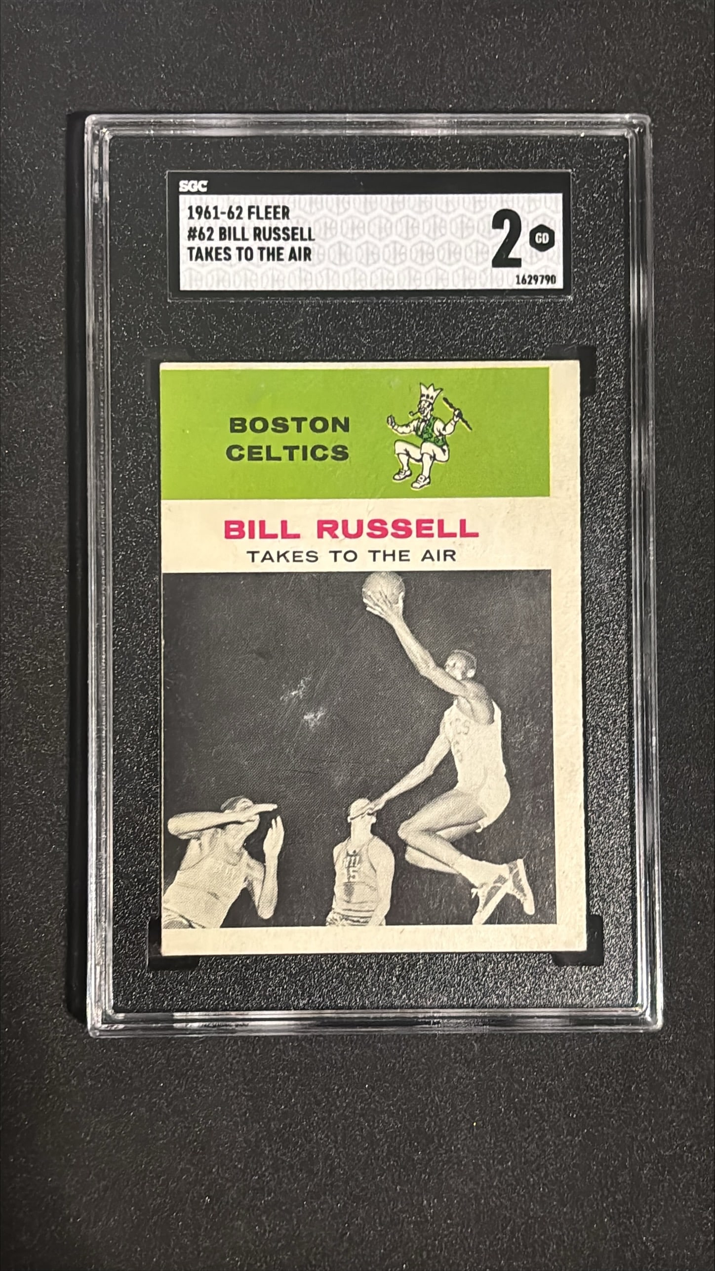 1961-62 Fleer #62 - Bill Russell "Takes to the Air" SGC 2 (1 of 2)