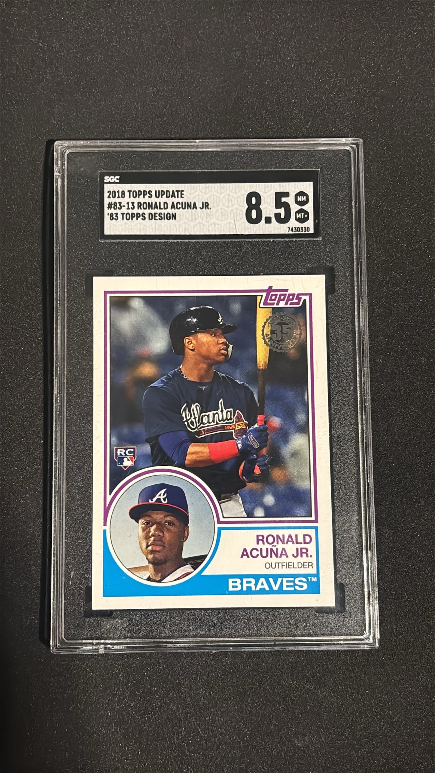 2018 Topps Update #US-13 Ronald Acuna Jr. 1983 Design SGC 8.5 (1 of 2)