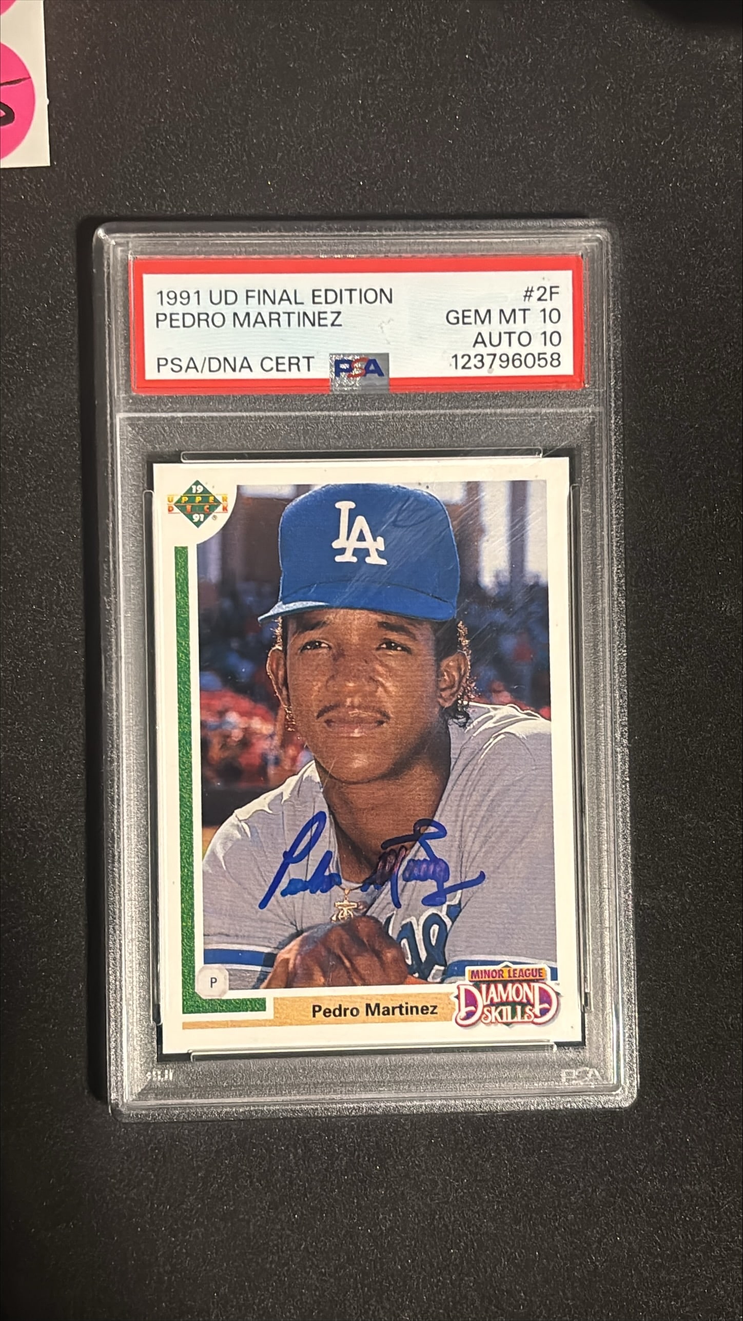 1991 Upper Deck Final Edition #2F Pedro Martinez Signed PSA 10/AUTO 10: 1991 Upper Deck Final Edition #2F Pedro Martinez rookie graded PSA 10 Gem Mint with Pedro Martinez autograph graded AUTO 10. Hall of Famer, one of the greatest pitchers in baseball history. Signed in 