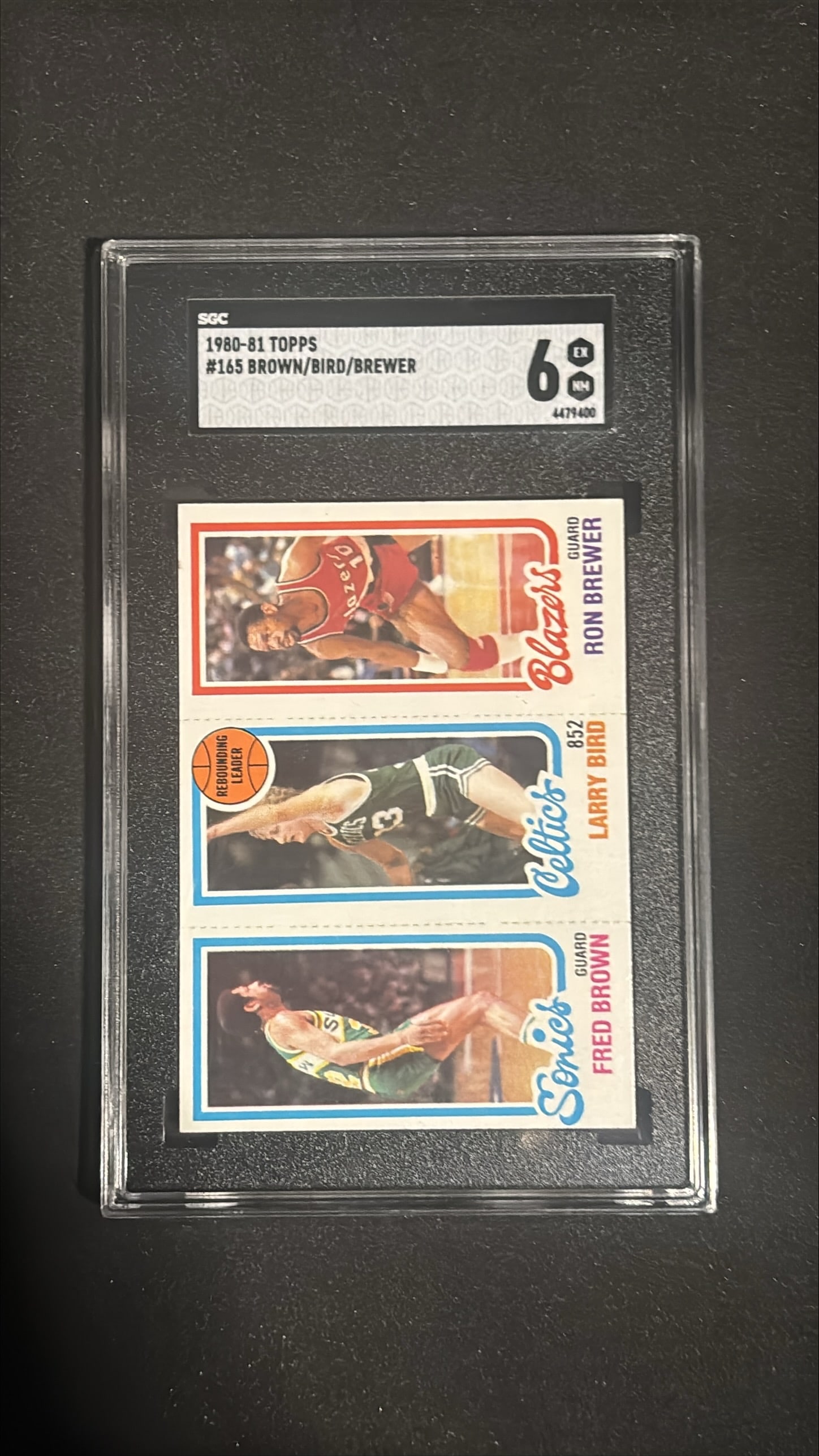 1980-81 Topps #165 Brown/Bird/Brewer SGC 6 EX-MT Larry Bird Rookie (1 of 2)