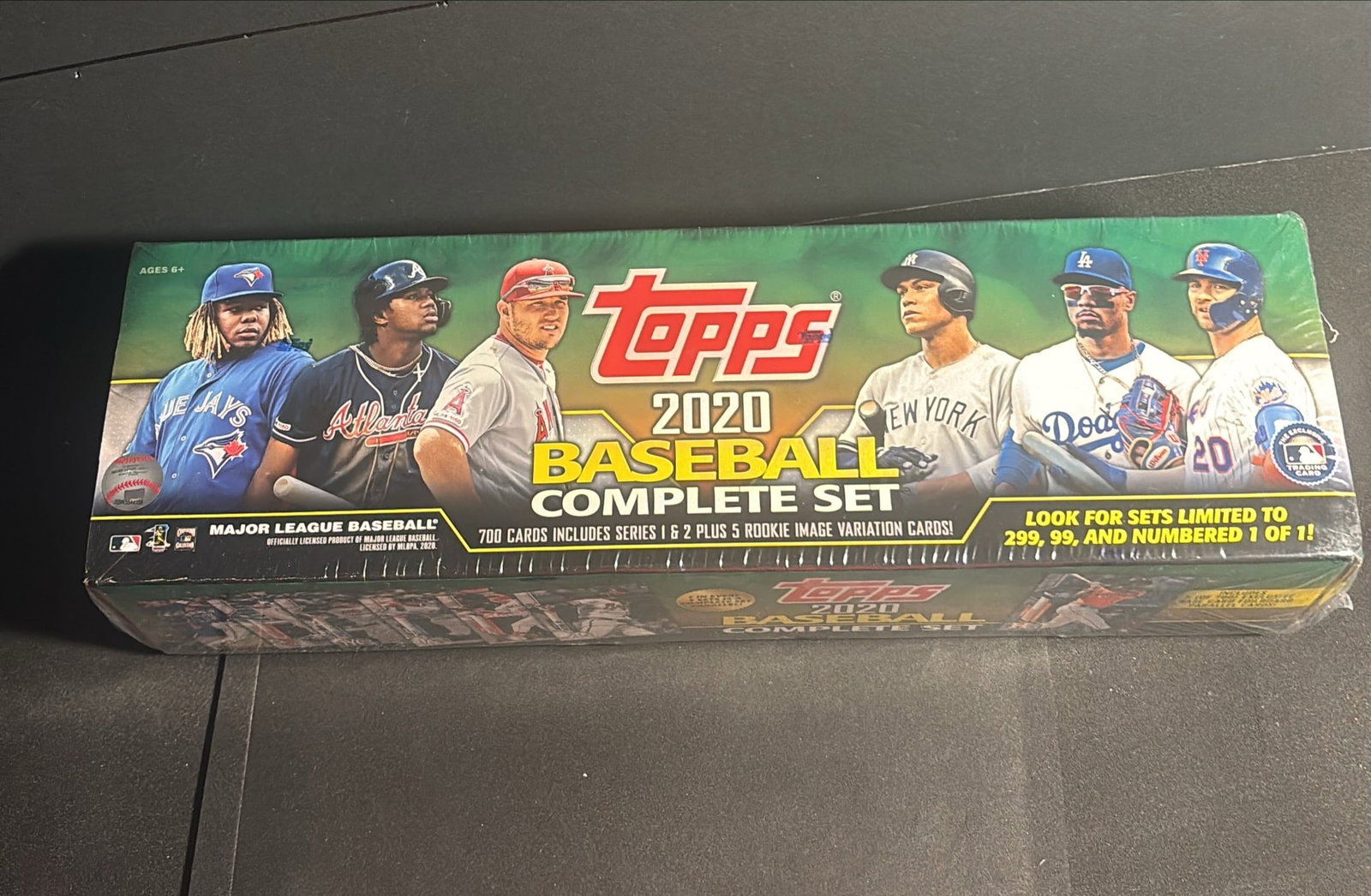 2020 Topps Baseball Complete Set Factory Sealed: Factory sealed 2020 Topps Baseball Complete Set containing all 700 base cards plus 5 Rookie Image Variation bonus cards. The retail box is sealed and in excellent condition with no visible damage to t