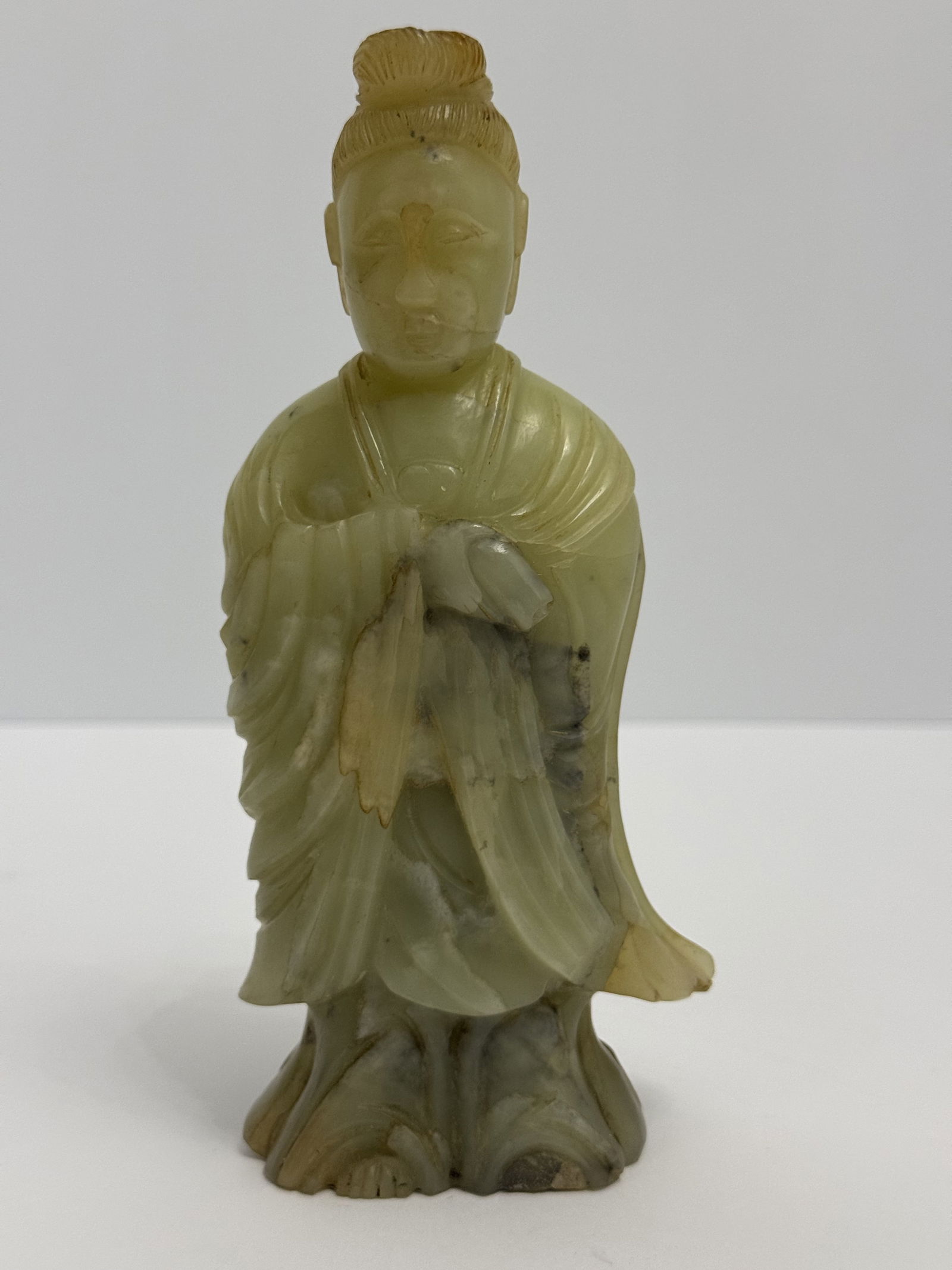 Chinese Carved Green Jade Standing Figure (1 of 4)