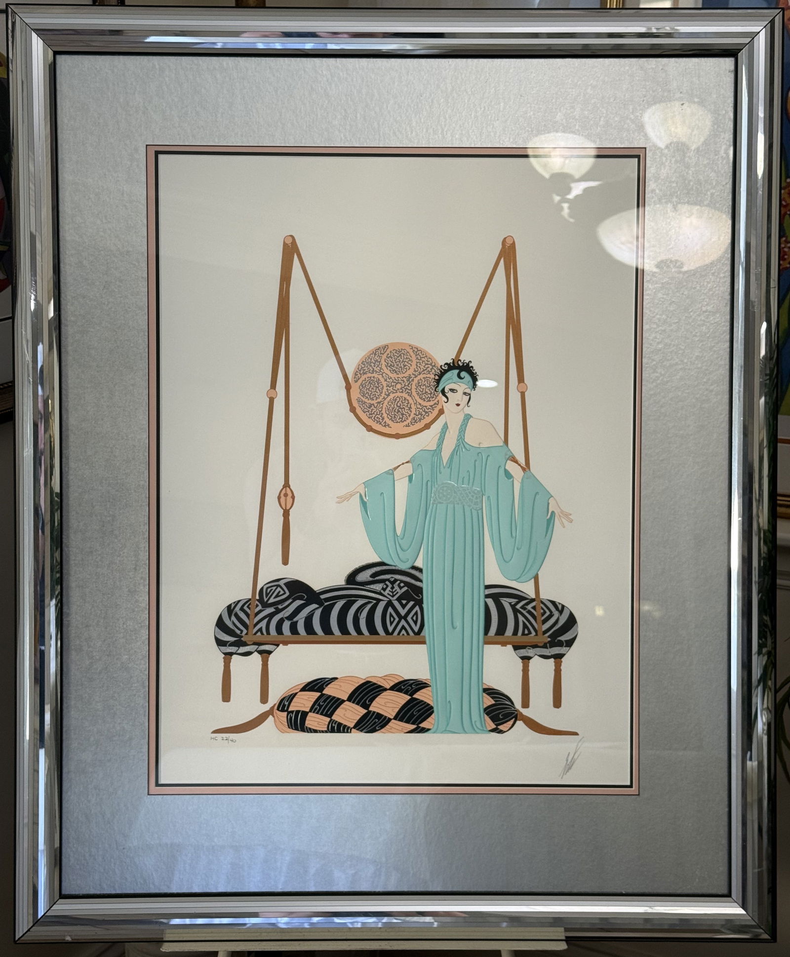 Erté (Romain de Tirtoff) Gilded HC Limited Edition Signed Art Deco Serigraph - Pillow Swing (1 of 7)