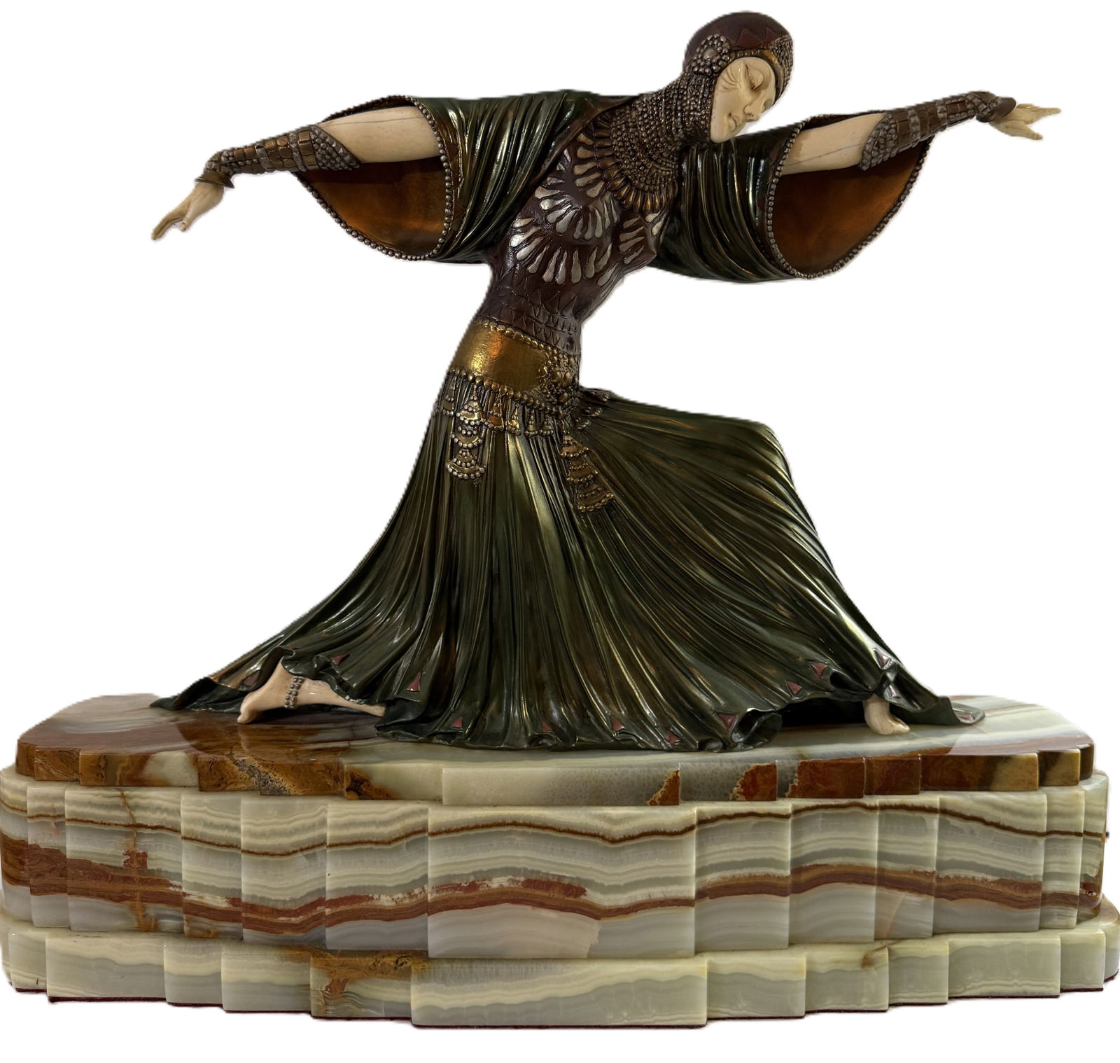 Large Demétre Chiparus Bronze - "Clara" - Bearing Authentic Etling Paris Medallion (1 of 11)