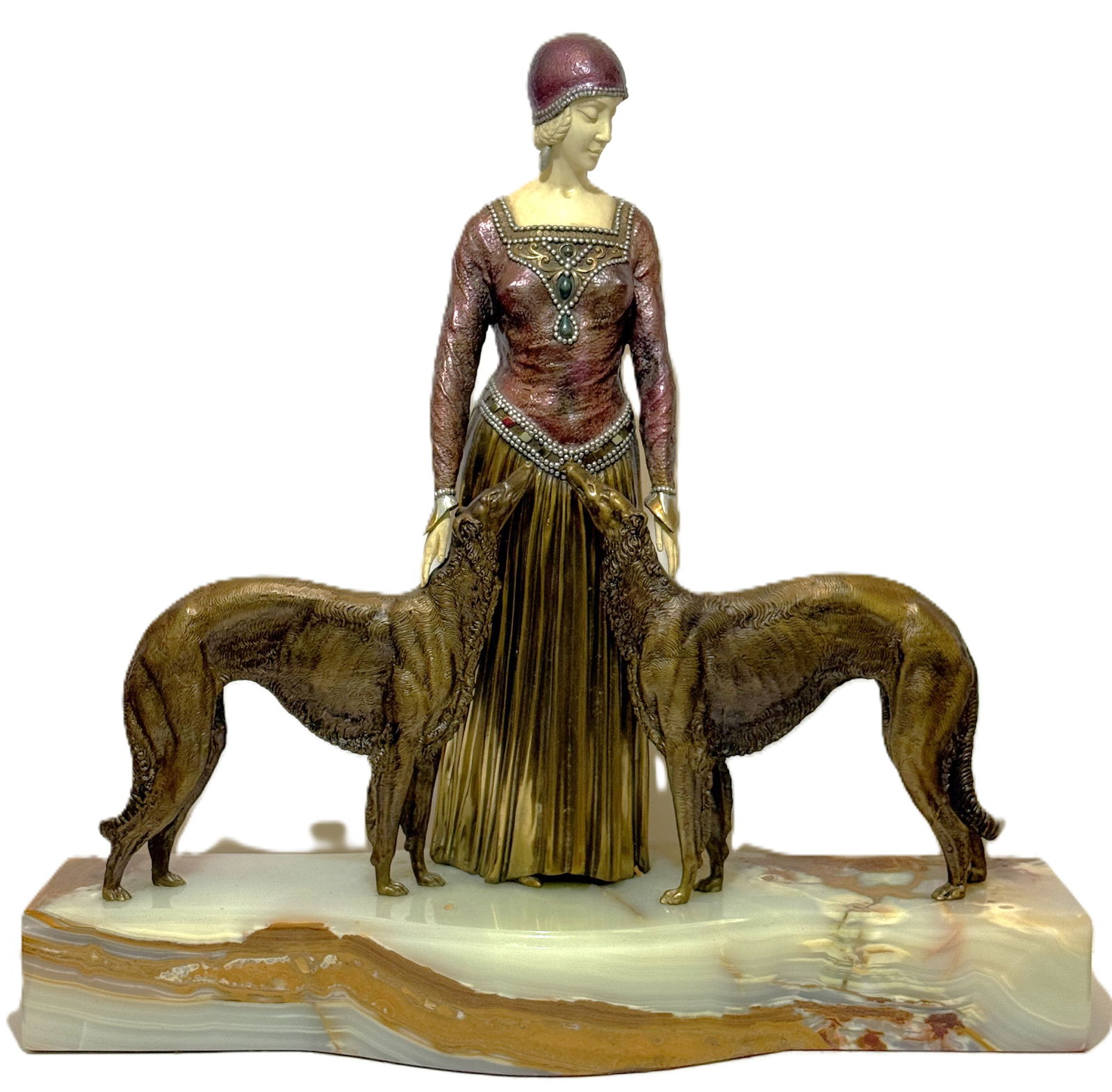 Large Demétre Chiparus Bronze - "Les Amis Toujours" - Bearing Authentic Etling Paris Medallion (1 of 10)