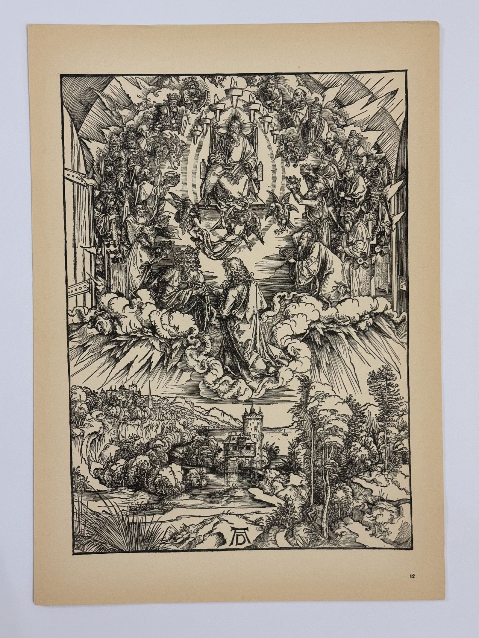 LARGE Woodcut Albrecht Durer - "Saint John before God and the Elders" (1 of 2)