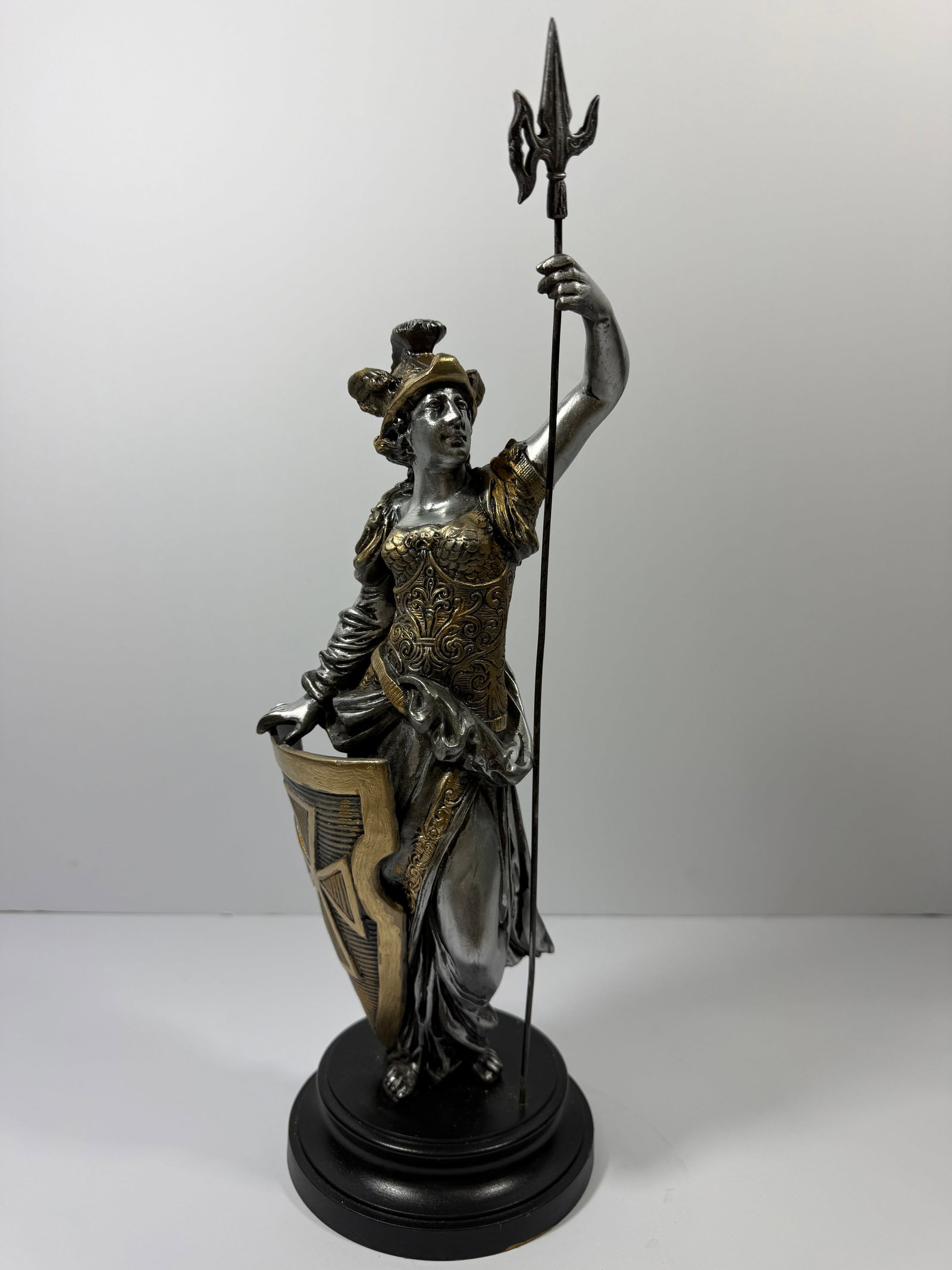 Antique French Spelter Figural Sculpture of Athena / Crusader Maiden (1 of 7)