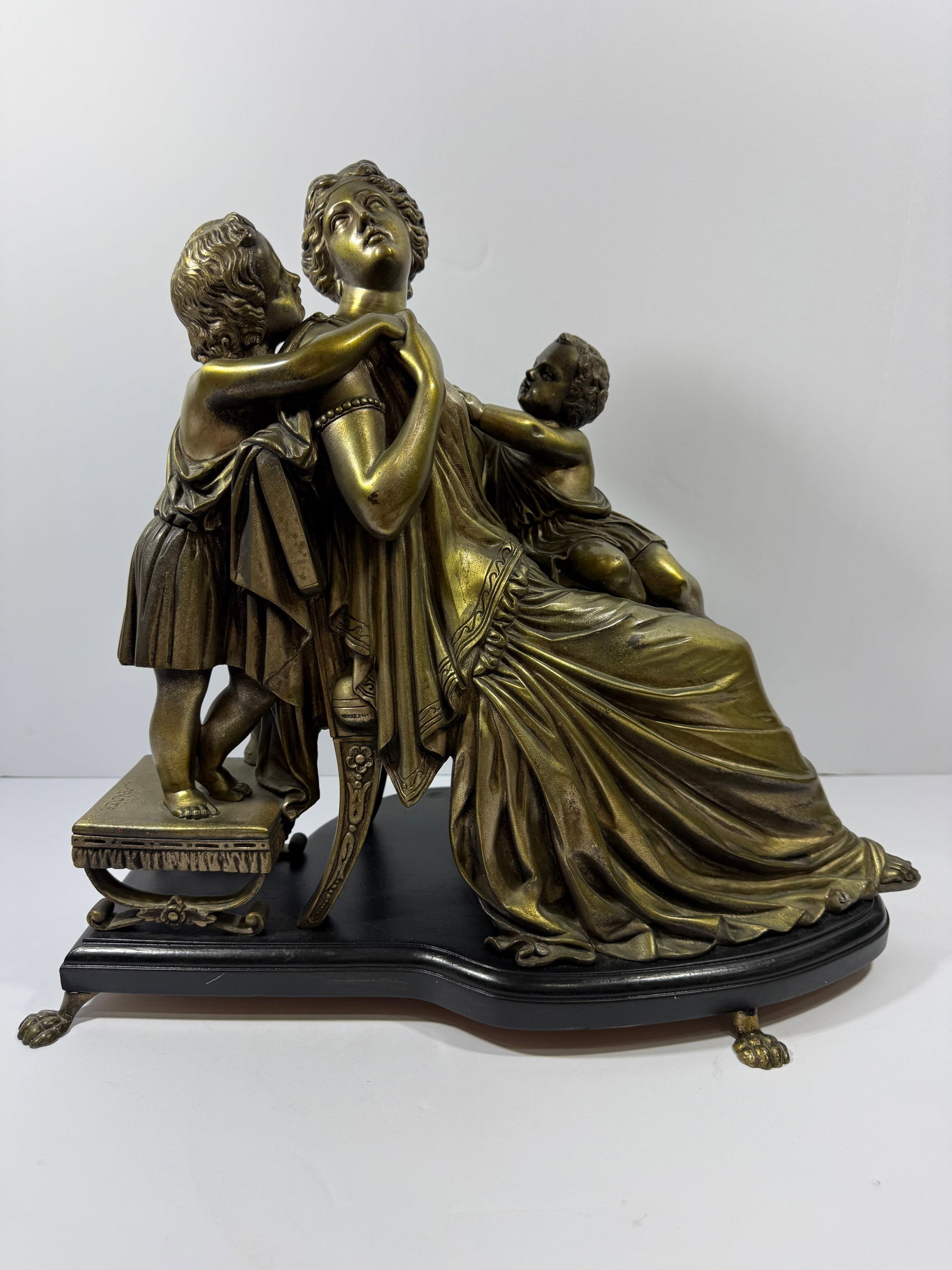 Neoclassical French Bronze Group Signed James Pradier (1 of 10)