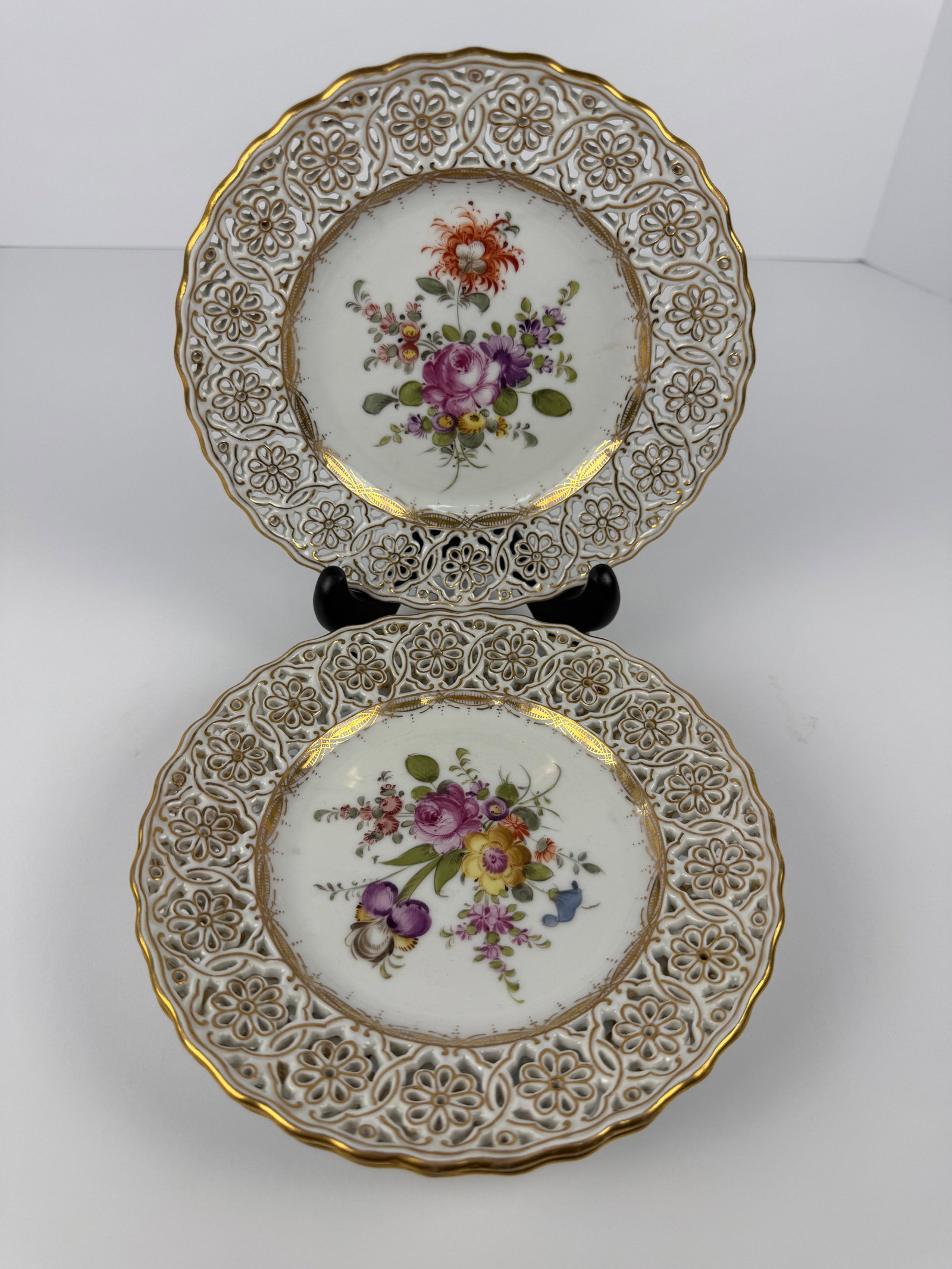 Antique Meissen Reticulated Porcelain Cabinet Plates – Set of 3 (1 of 4)