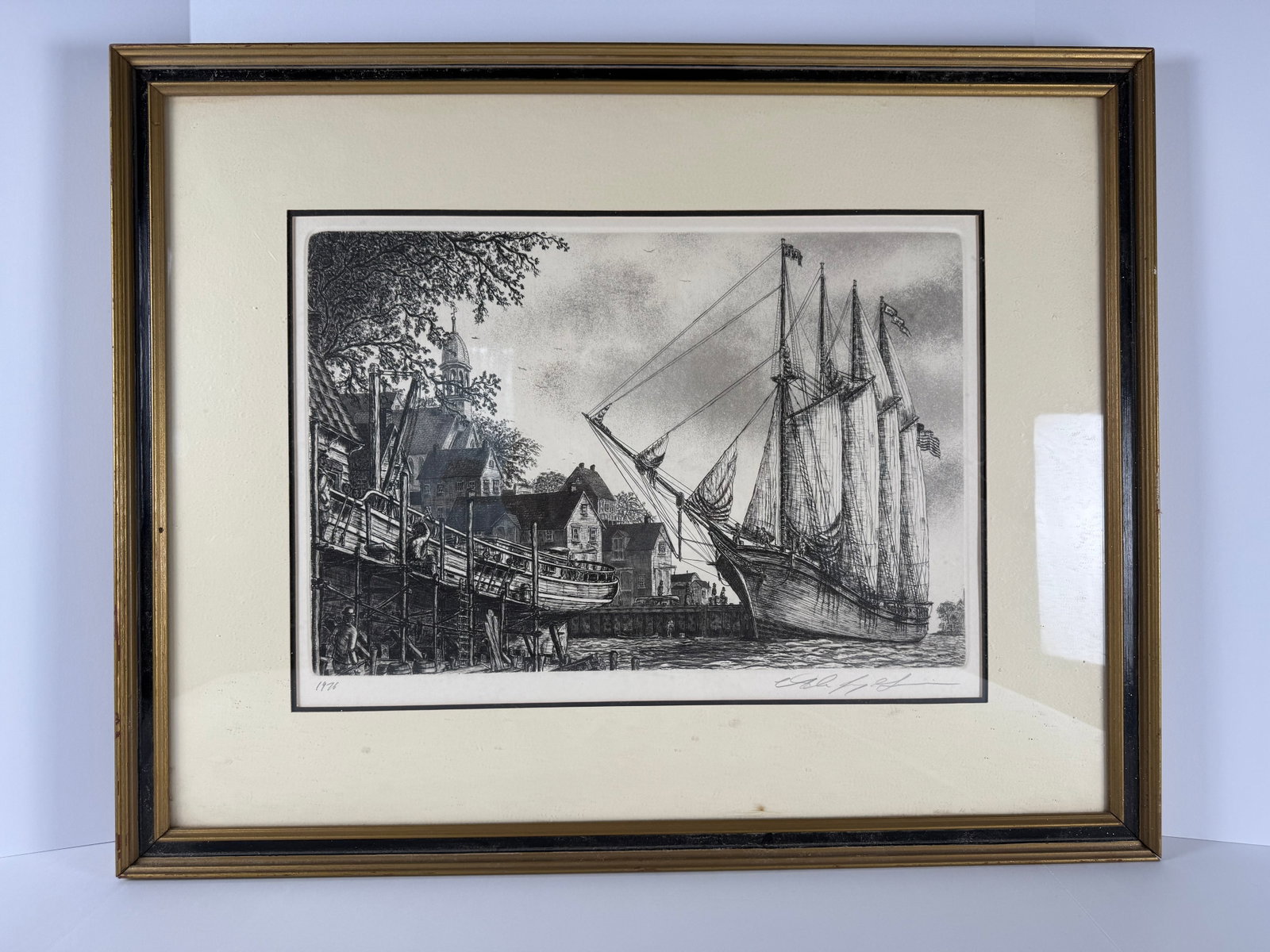 Signed Maritime Intaglio Etching/Engraving (1 of 5)