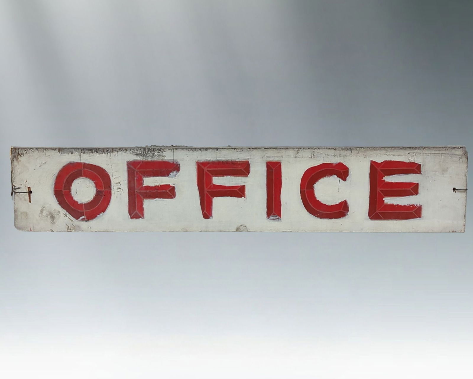 Antique Hand-Painted 3D "OFFICE" Wooden Flange Sign - Architectural Folk Art (1 of 1)