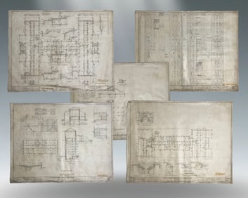 Lot of 5 - Authentic Original 1929 Saint Elizabeths Hospital for the Insane Architectural Drawing #3