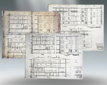 Lot of 3 - Authentic Original 1924 Henry & Annie Hurt, Home of the Blind Architectural Drawings