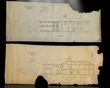 Lot of 2 - Authentic Original 1901 Government Hospital for the Insane - Elevations