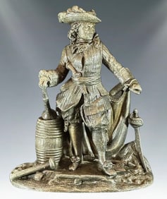 Finely Detailed Historical Pewter Military Figurine, 1700s Soldier