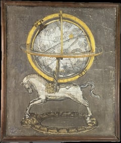 Important 17th Century Danish School Allegorical Painting of Pegasus & Armillary