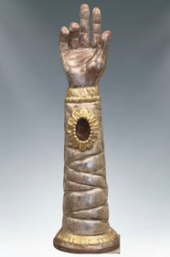 17th C. Florentine Baroque Polychrome Arm Reliquary (Brachium)