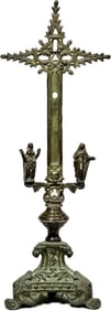 Fine 19th C. Italian Bronze Gothic Revival Altar Cross, Ex-Gallery, with Stabat Mater