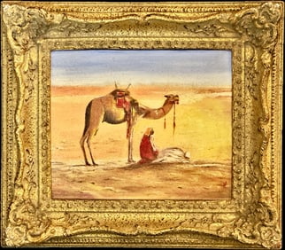Exceptional Vintage Orientalist Oil Painting, Pro-Artist, Ex-Gallery Piece in Ornate Frame