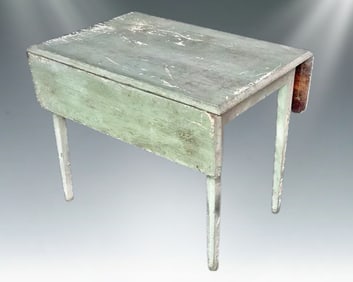 Antique American Drop-Leaf Table in Original Distressed Green Paint