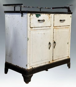 Vintage 1930s Art Deco Medical Cabinet w/ Porcelain Top - Perfect Bar Cart!