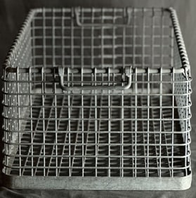 Exceptional Lot of 5 Vintage Mid-Century Minimalist Industrial Wire Baskets / Totes