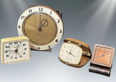 Lot of 4 Vintage Mid-Century Clocks ft. JAEGER-LECOULTRE, Westclox & Linden