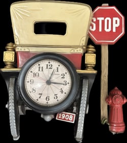 Vintage Clock with Wagon Car