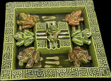 Iconic Vintage DeForest of California "King Frog" Tiki Ashtray Set - Complete