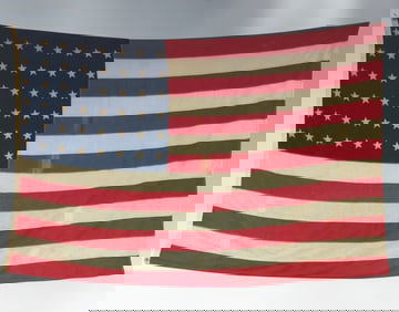 Vintage 48-Star American Flag - Approx. 65" x 45" - Pre-1959 Patriotic Memorabilia