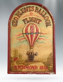 Vintage "Geo Blunts Balloon Flights" Wooden Sign - Richmond 1816 - 3D Handcrafted Decor - Approx. 36