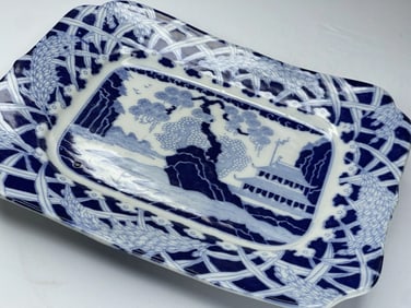 Antique Blue and White Transferware Platter