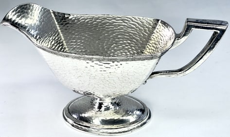 Homan Plate Nickel Silver Hammered Gravy Boat