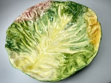 Italian Majolica Cabbage Leaf Bowl