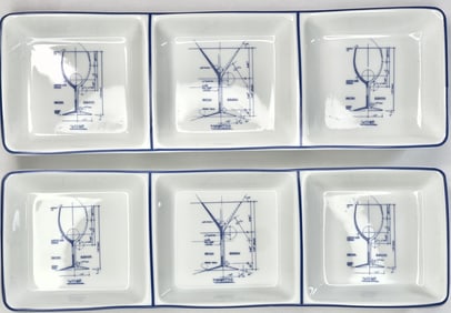 Set of 2 Blueprint Cocktail Plates