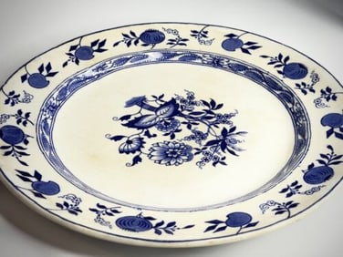 Antique Blue and White Floral Porcelain Plate