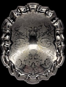 Vintage English Silver Leonard Silver Plate Footed Serving Tray 14