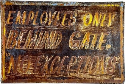Vintage Industrial 'Employees Only' Metal Sign