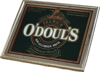 Vintage O'Doul's Non-Alcoholic Brew Mirrored Sign